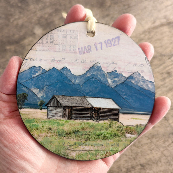 Mountain Barn Ornament/Wall Art, 4"