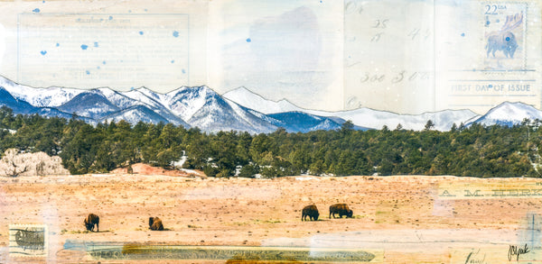 Bison below the Peaks, 6" x 12"