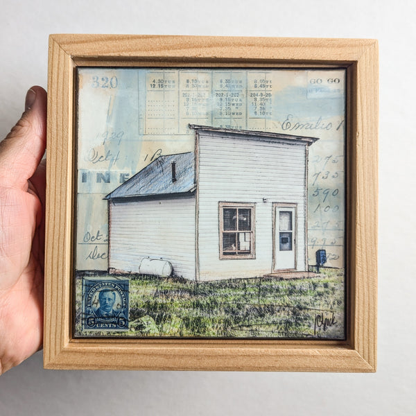 One Roomer, 5" x 5" framed to 6x6